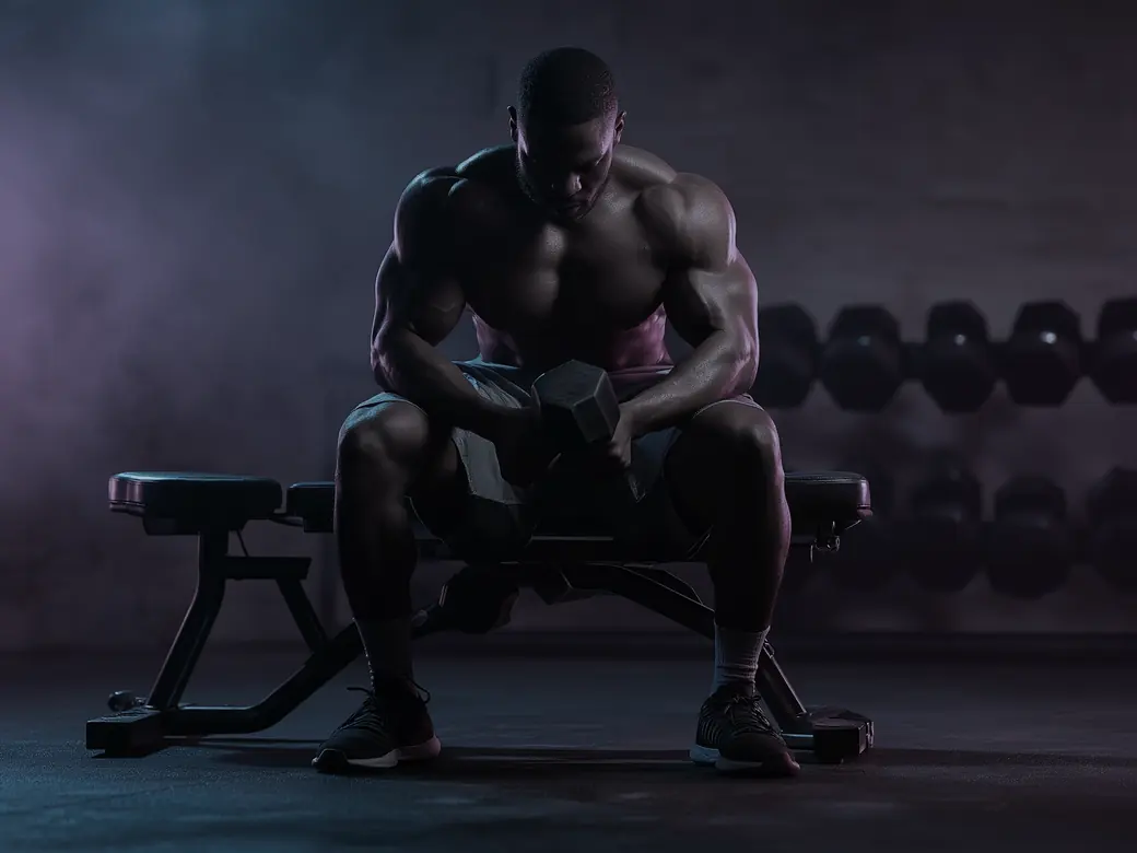 Deportista entrenando con mancuernas en un gimnasio